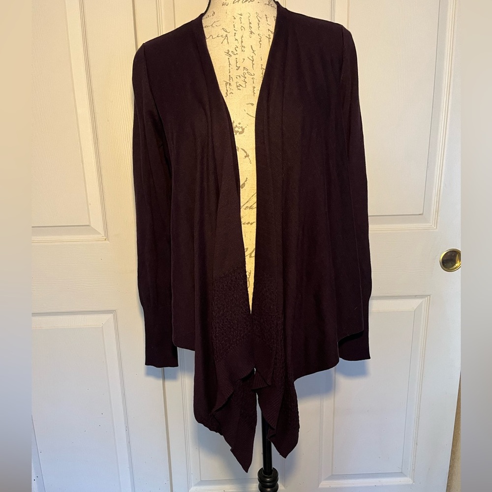 Cabi Drape Front Cardigan Sweater Medium Modal Purple 3844 Waterfall Sugar Plum